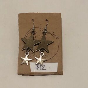 Bronze tone and Silver tone Star Earrings